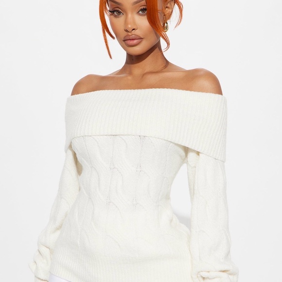 Fashion Nova Tops - Fashion Nova Off-Shoulder Cream Sweater